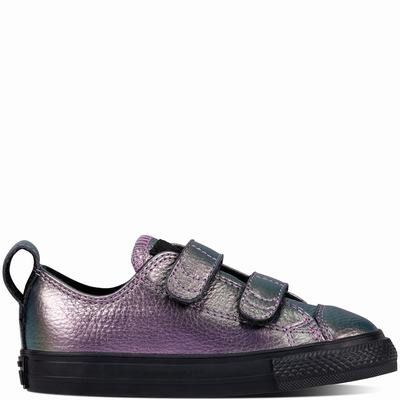 Converse Chuck Taylor All Star 2v Iridescent Leather Low Tops Womens - Purple/Black/Black Shoes (556UDEWO)